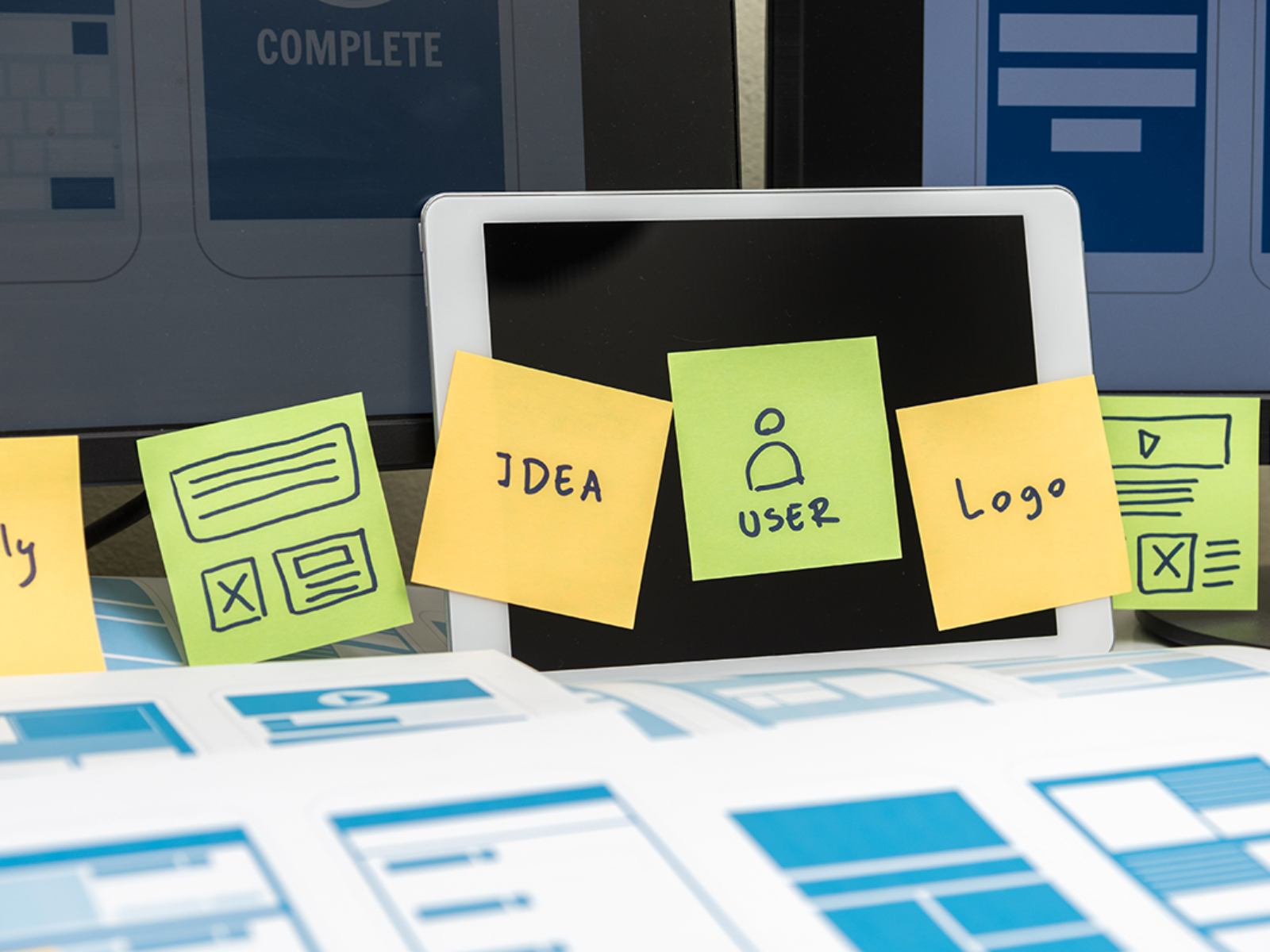 Developing wireframe UX/UI mobile application design for mobile user experience.